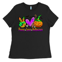 Black peace love halloween Ladies Tee - Zillion Design Studio