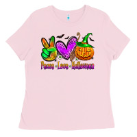 Bubblegum Pink peace love halloween Ladies Tee - Zillion Design Studio