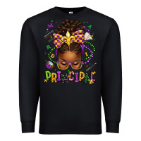 Black mardi gras principal afro messy bun Premium Sweatshirt - texasbilliewilder