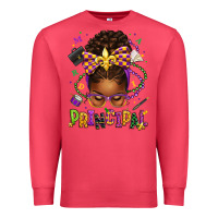 Cardinal mardi gras principal afro messy bun Premium Sweatshirt - texasbilliewilder