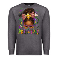 Charcoal Heather mardi gras principal afro messy bun Premium Sweatshirt - texasbilliewilder