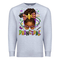 Heather Grey mardi gras principal afro messy bun Premium Sweatshirt - texasbilliewilder