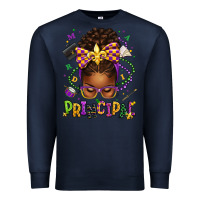 Navy mardi gras principal afro messy bun Premium Sweatshirt - texasbilliewilder