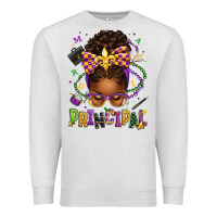 Oatmeal Heather mardi gras principal afro messy bun Premium Sweatshirt - texasbilliewilder