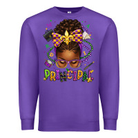 Purple mardi gras principal afro messy bun Premium Sweatshirt - texasbilliewilder