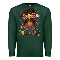 Sports Green mardi gras principal afro messy bun Premium Sweatshirt - texasbilliewilder