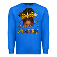 True Royal mardi gras principal afro messy bun Premium Sweatshirt - texasbilliewilder