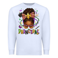 White mardi gras principal afro messy bun Premium Sweatshirt - texasbilliewilder
