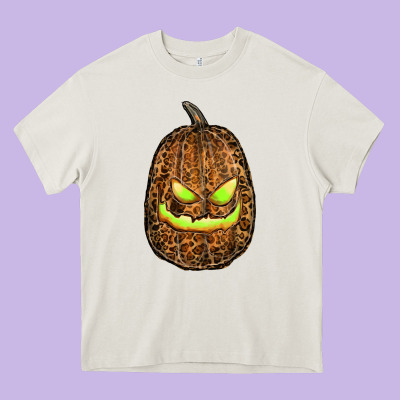 Watercolor Leopard Pumpkin Heavy Core Tee Designed By Ranaportraitstore