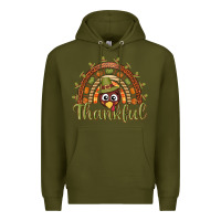 Army Green Turkey rainbow thankful thanksgiving Premium Hoodie - NancyCooperArtShop