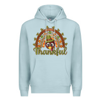 Blue Mist Turkey rainbow thankful thanksgiving Premium Hoodie - NancyCooperArtShop