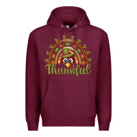 Burgundy Turkey rainbow thankful thanksgiving Premium Hoodie - NancyCooperArtShop
