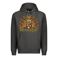 Charcoal Heather Turkey rainbow thankful thanksgiving Premium Hoodie - NancyCooperArtShop