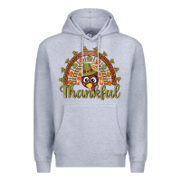 Heather Grey Turkey rainbow thankful thanksgiving Premium Hoodie - NancyCooperArtShop