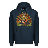 Navy Turkey rainbow thankful thanksgiving Premium Hoodie - NancyCooperArtShop