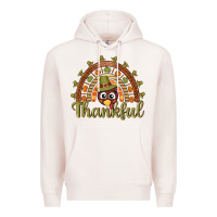 Pale Pink Turkey rainbow thankful thanksgiving Premium Hoodie - NancyCooperArtShop