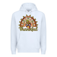 White Turkey rainbow thankful thanksgiving Premium Hoodie - NancyCooperArtShop