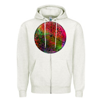 Oatmeal Heather halloween round Zipper Hoodie - BundleAndBundleShop