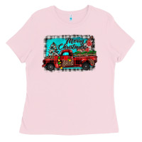 Bubblegum Pink truck merry christmas Ladies Tee - JahusDesignShop