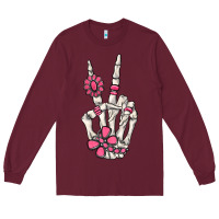 Burgundy pink gemstone peace skeleton hand Long Sleeve Tee - MaliasSmallBusiness