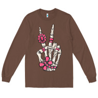 Chestnut pink gemstone peace skeleton hand Long Sleeve Tee - MaliasSmallBusiness