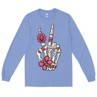 Colony Blue pink gemstone peace skeleton hand Long Sleeve Tee - MaliasSmallBusiness