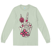 Matcha pink gemstone peace skeleton hand Long Sleeve Tee - MaliasSmallBusiness
