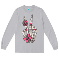 Moon Dust pink gemstone peace skeleton hand Long Sleeve Tee - MaliasSmallBusiness