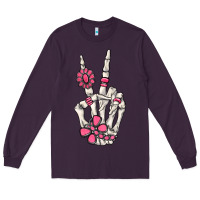 Plum pink gemstone peace skeleton hand Long Sleeve Tee - MaliasSmallBusiness