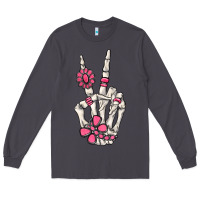 Smoke pink gemstone peace skeleton hand Long Sleeve Tee - MaliasSmallBusiness