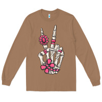 Toasted Coconut pink gemstone peace skeleton hand Long Sleeve Tee - MaliasSmallBusiness