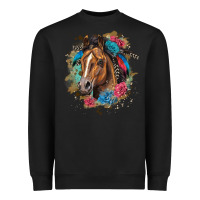 Black quarter horse floral Heavyweight Sweatshirt - LillyAllenDesigns
