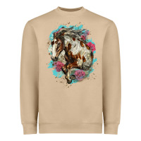 Mushroom mustang horse with floral background Heavyweight Sweatshirt - LillyAllenDesigns
