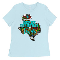 Baby Blue merry christmas texas Ladies Tee - RanaPortraitStore
