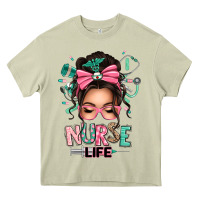 Mossy afro messy bun nurse life Heavy Core Tee - texasbilliewilder