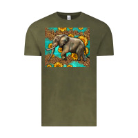 Vintage Olive western sunflowers elephant Vintage Tee - LillyAllenDesigns