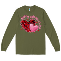 Army Green happy valentine's day hearts Long Sleeve Tee - MaliasSmallBusiness