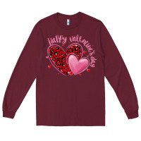Burgundy happy valentine's day hearts Long Sleeve Tee - MaliasSmallBusiness