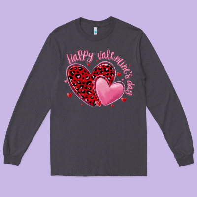 Happy Valentine's Day Hearts Long Sleeve Tee Designed By Maliassmallbusiness