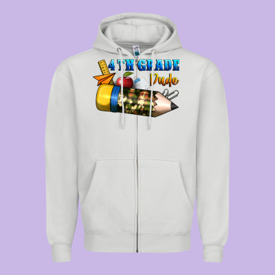 4 Th Grade Dude Zipper Hoodie Designed By Bundleandbundleshop