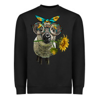 Black cute hempshire sheep with eyeglasses Heavyweight Sweatshirt - LillyAllenDesigns