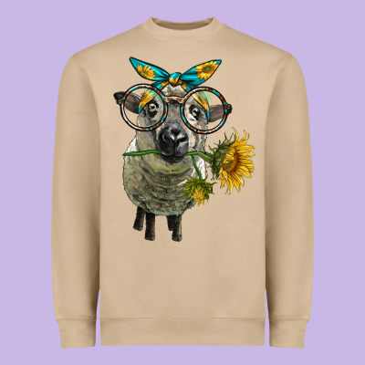Cute Hempshire Sheep With Eyeglasses Heavyweight Sweatshirt Designed By Lillyallendesigns