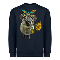 Navy cute hempshire sheep with eyeglasses Heavyweight Sweatshirt - LillyAllenDesigns