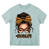 Arona caucasian leopard messy bun mom life Heavy Core Tee - texasbilliewilder