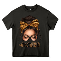 Asphalt caucasian leopard messy bun mom life Heavy Core Tee - texasbilliewilder