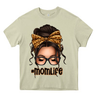 Mossy caucasian leopard messy bun mom life Heavy Core Tee - texasbilliewilder