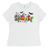 White halloween spooky Ladies Tee - Zillion Design Studio