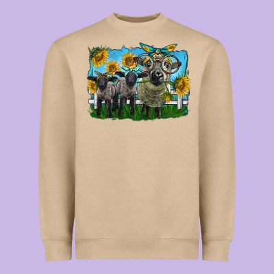 Cute Hempshire Sheep Family Heavyweight Sweatshirt Designed By Lillyallendesigns