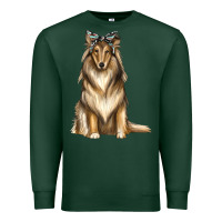 Sports Green collie with bandanna Premium Sweatshirt - texasbilliewilder