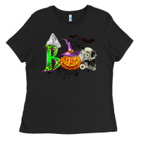 Black boo halloween Ladies Tee - Zillion Design Studio